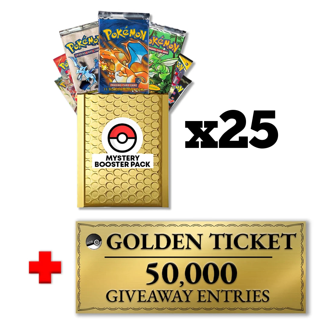 25X Pokmon Booster Packs and Golden Ticket MysteryPokeSlabs 25X Pokmon Booster Packs and Golden Ticket MysteryPokeSlabs