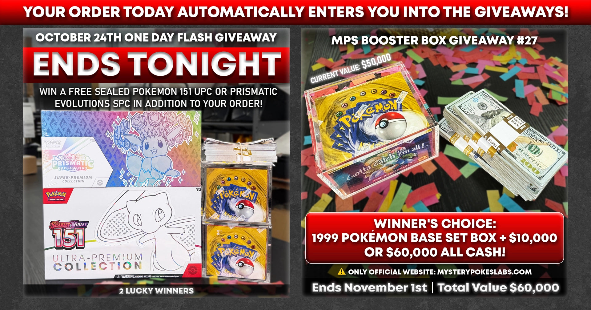 Mystery Poke Slabs giveaway: BBG27: $60,000 or 1999 Pokémon Box +$10k