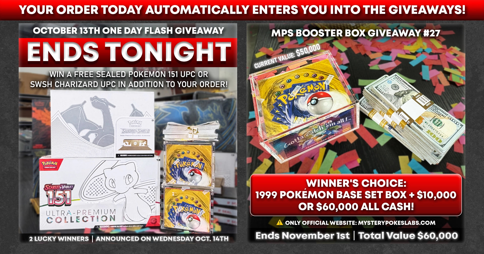 Mystery Poke Slabs giveaway: BBG27: $60,000 or 1999 Pokémon Box +$10k