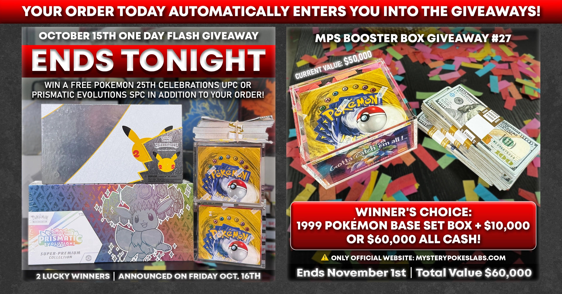Mystery Poke Slabs giveaway: BBG27: $60,000 or 1999 Pokémon Box +$10k