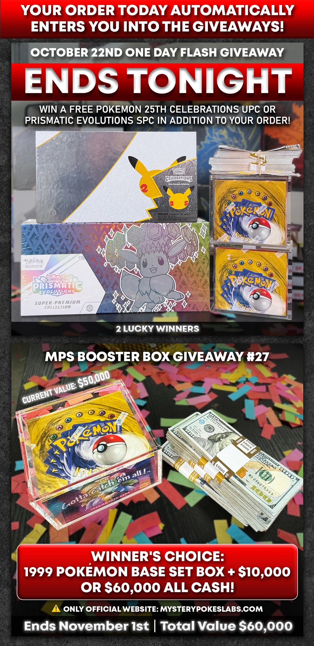 Mystery Poke Slabs giveaway: BBG27: $60,000 or 1999 Pokémon Box +$10k