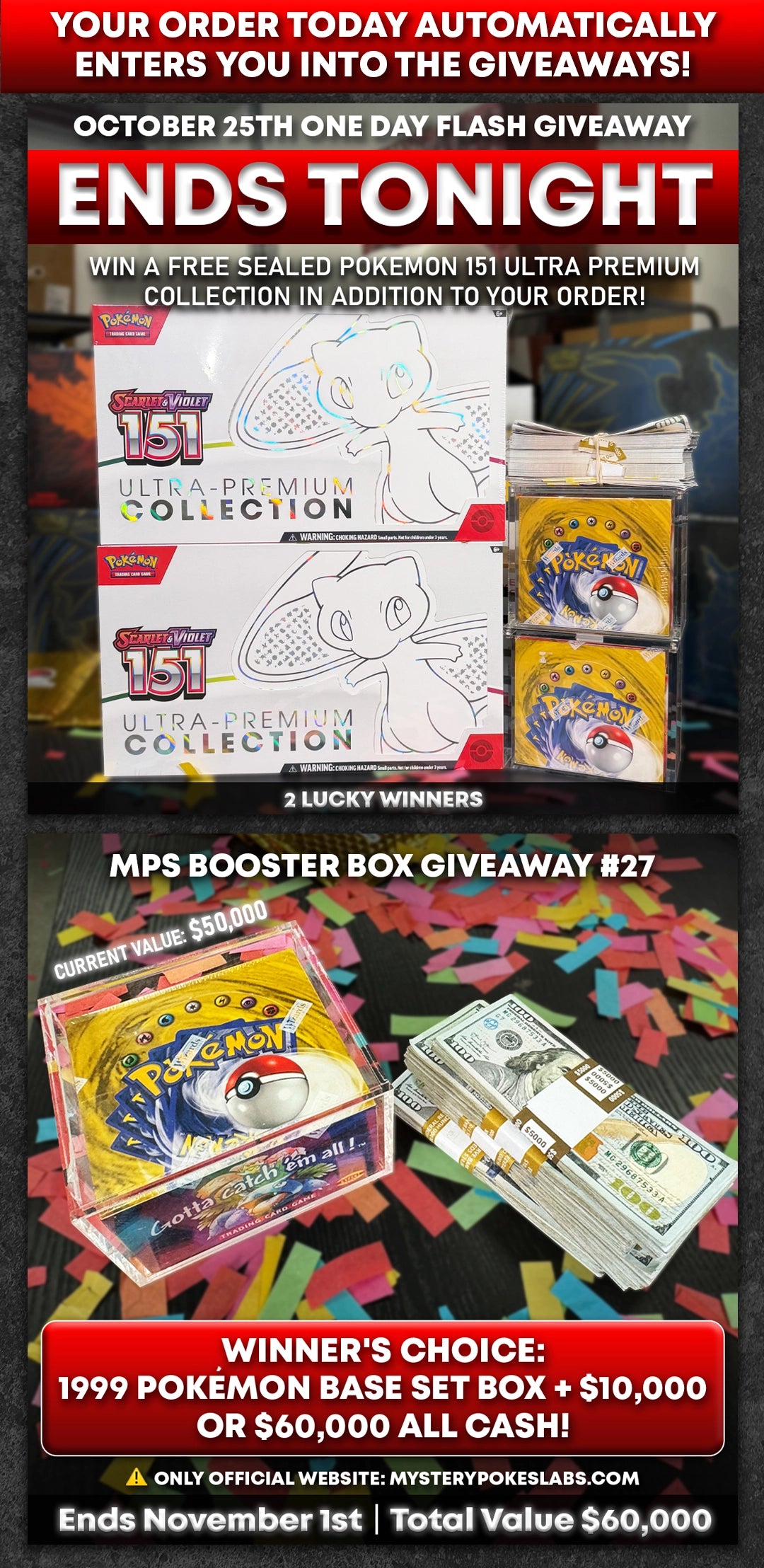 Mystery Poke Slabs giveaway: BBG27: $60,000 or 1999 Pokémon Box +$10k