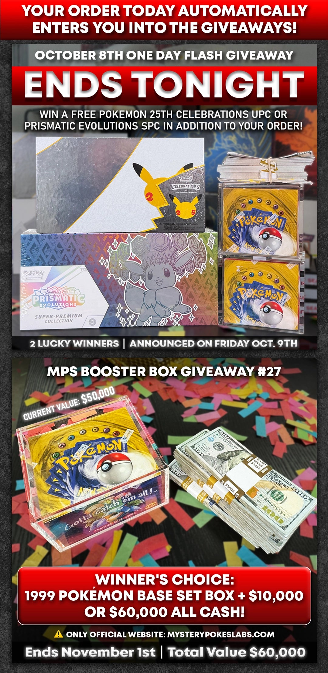 Mystery Poke Slabs giveaway: BBG27: $60,000 or 1999 Pokémon Box +$10k