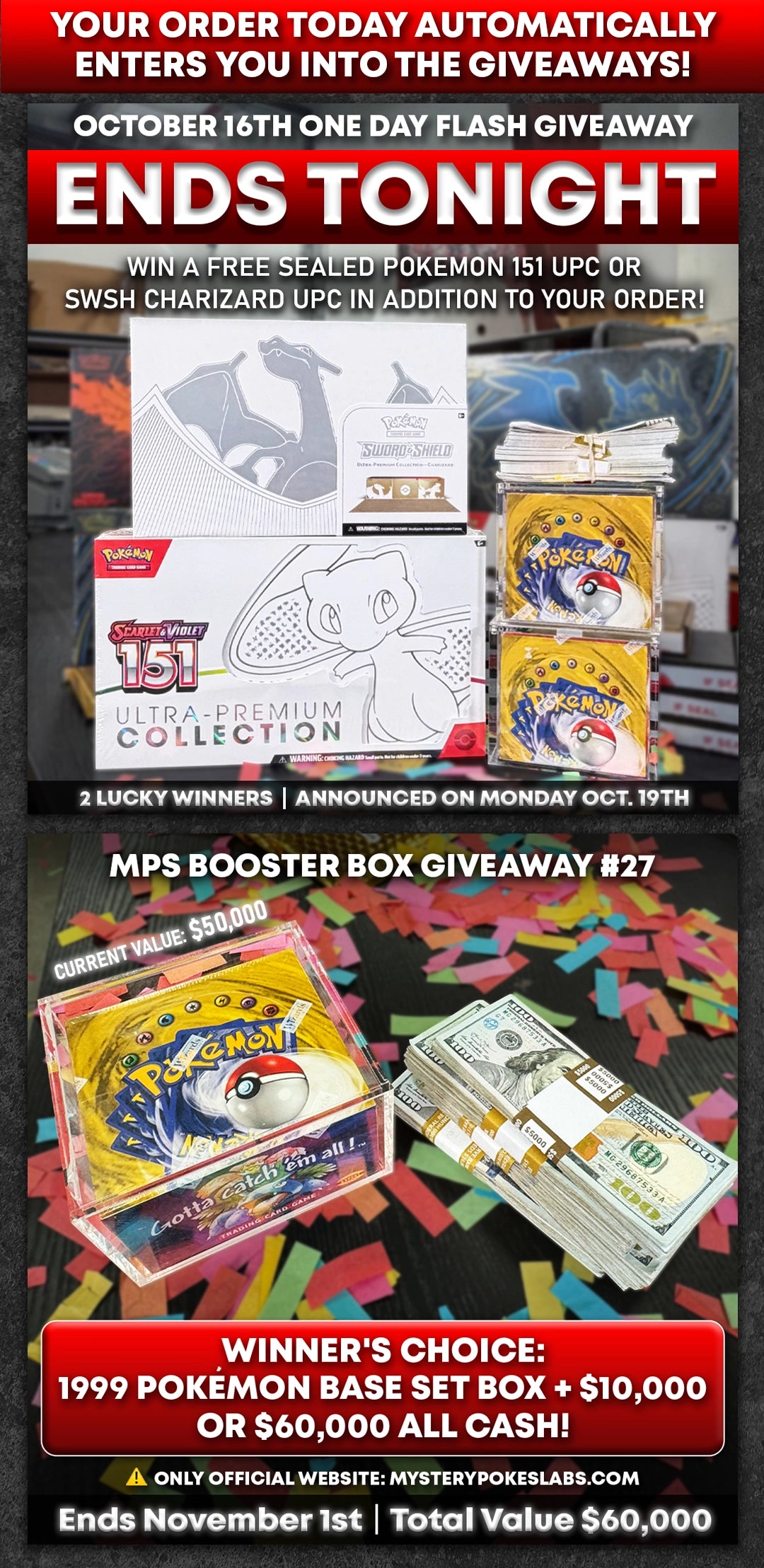 Mystery Poke Slabs giveaway: BBG27: $60,000 or 1999 Pokémon Box +$10k