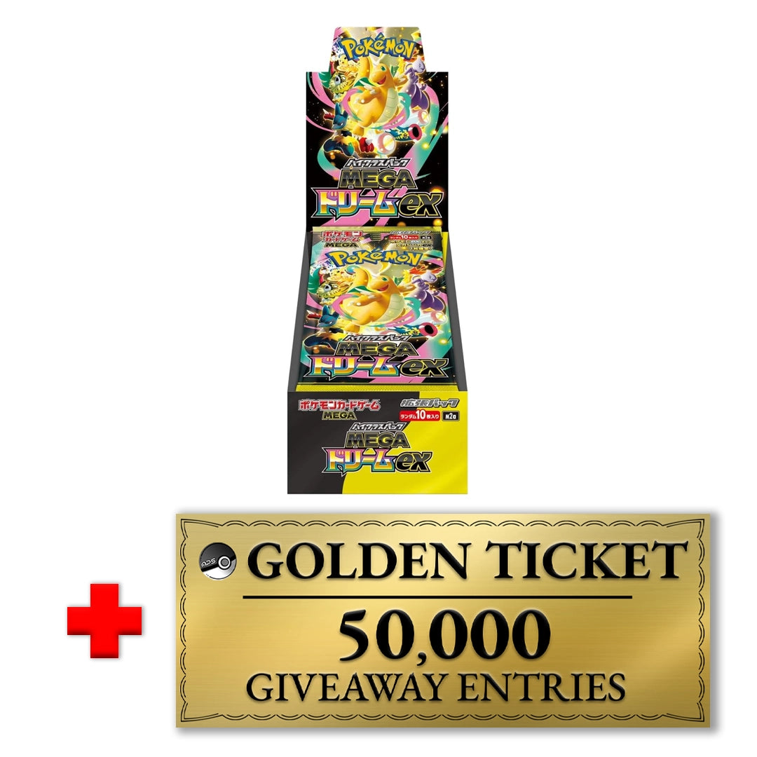 Mega Dream ex High Class Japanese Booster Box and Golden Ticket MysteryPokeSlabs Mega Dream ex High Class Japanese Booster Box and Golden Ticket MysteryPokeSlabs