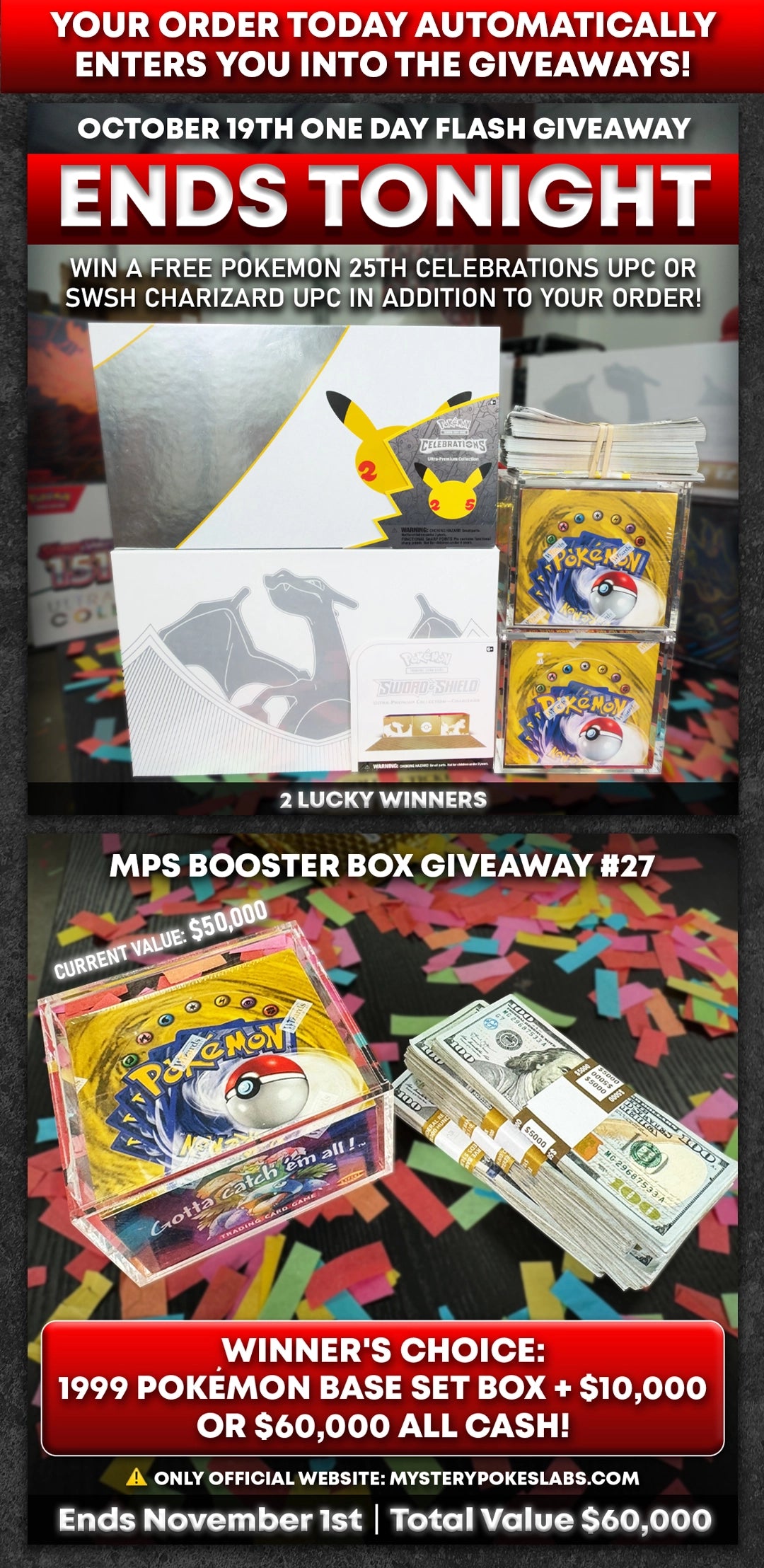 Mystery Poke Slabs giveaway: BBG27: $60,000 or 1999 Pokémon Box +$10k